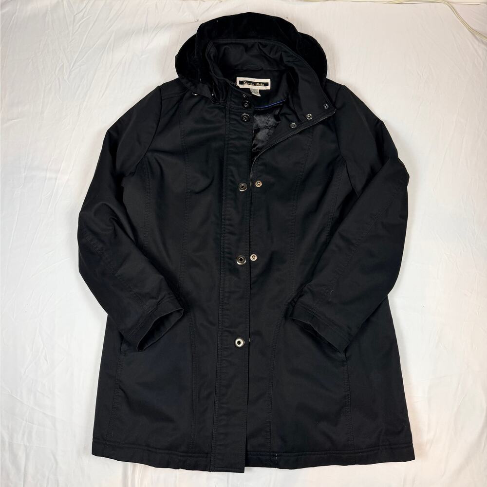 Kristen Black Mid-Length Black Coat Rain Jacket Sz XLarge